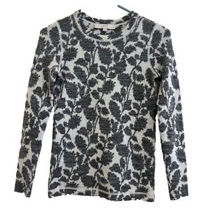 Ann Taylor Women XXS Jacquard Wool Knit Floral Minimalist Office Preppy Classy.